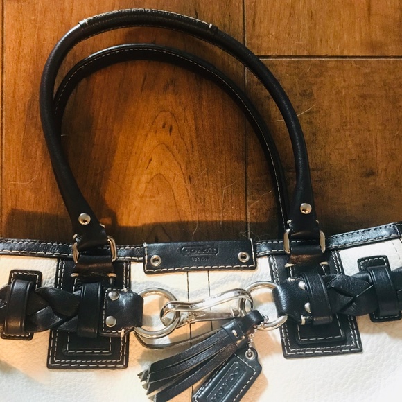 Coach White Leather Hamptons Braided Satchel - Picture 4 of 6